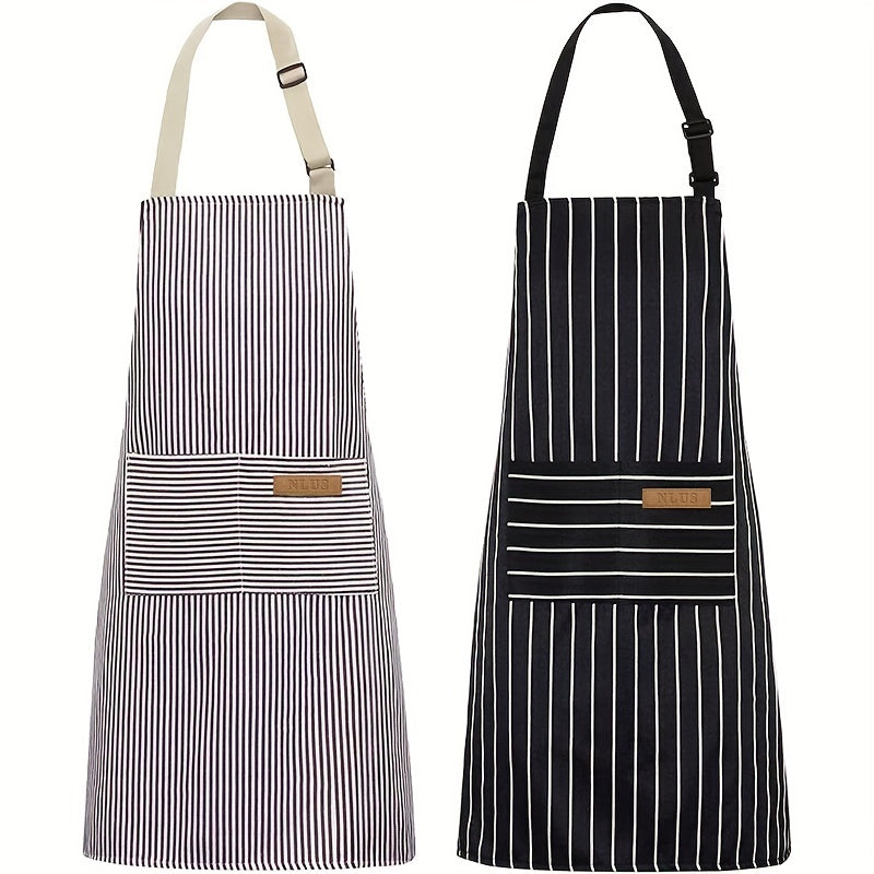 Polyester Striped Unisex Adjustable Cooking Apron
