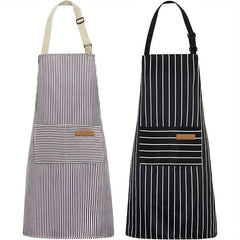 Polyester Striped Unisex Adjustable Cooking Apron