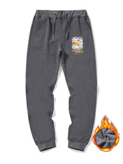 Men s Casual Warm Loose Sweatpants Winter Cartoon Print Jogger