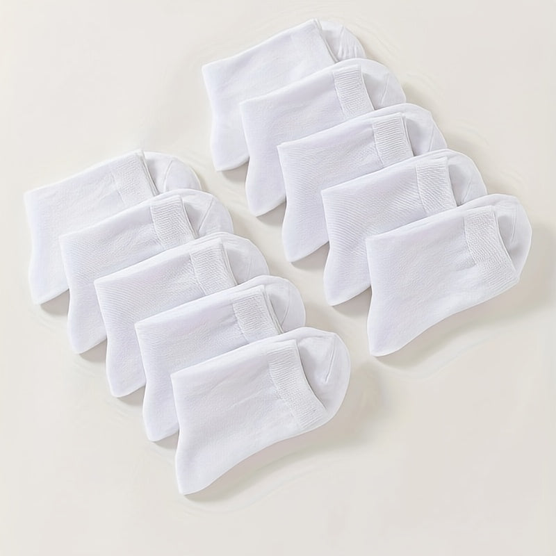 10 Pairs Women's Comfy Breathable Solid All Match Socks Stockings