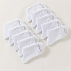 10 Pairs Women's Comfy Breathable Solid All Match Socks Stockings