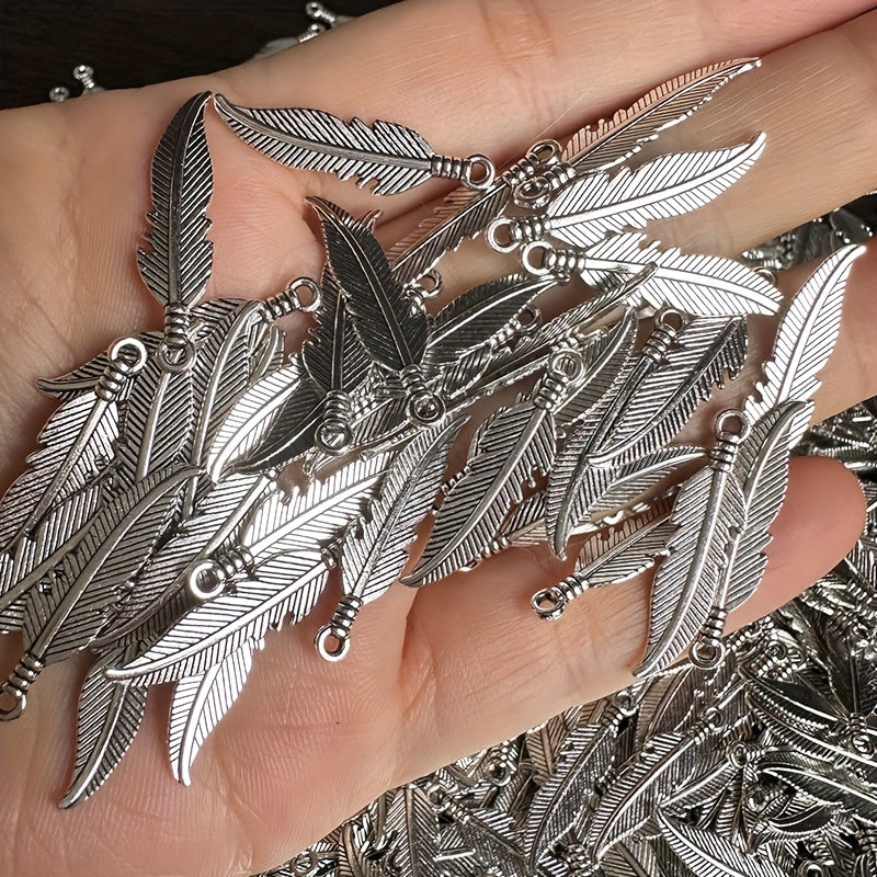 100pcs Feather Pendants DIY Jewelry Making Various Colors