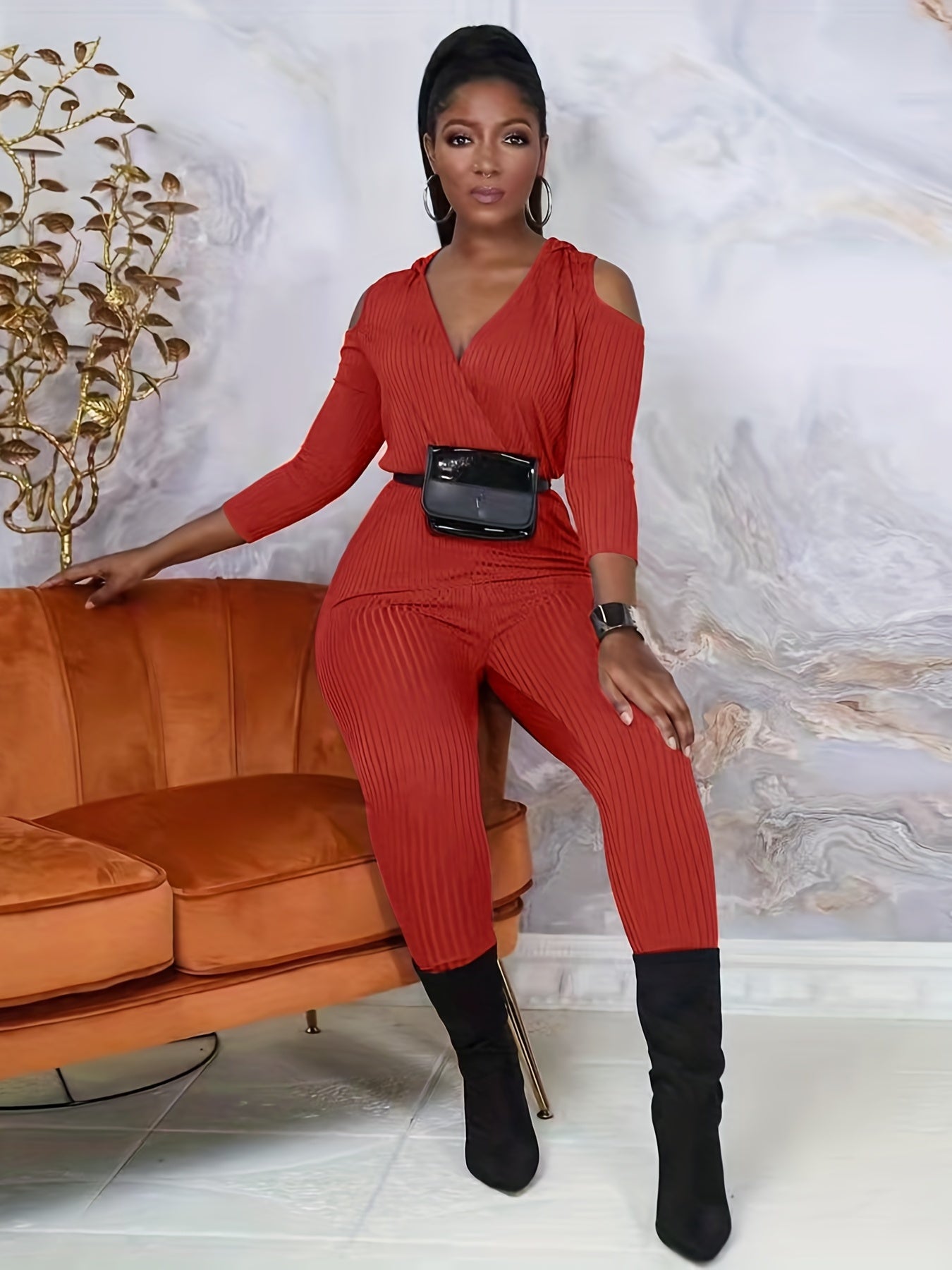 Cold Shoulder Hooded Jumpsuit for Women