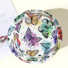 Colorful Butterfly Print Bucket Hat Reversible Cartoon Fisherman Cap