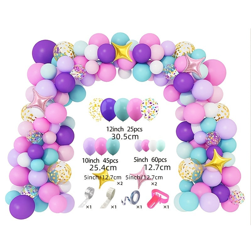 Unicorn Balloon Arched Wreath Set Confetti Light Purple Water Pink Balloon Set