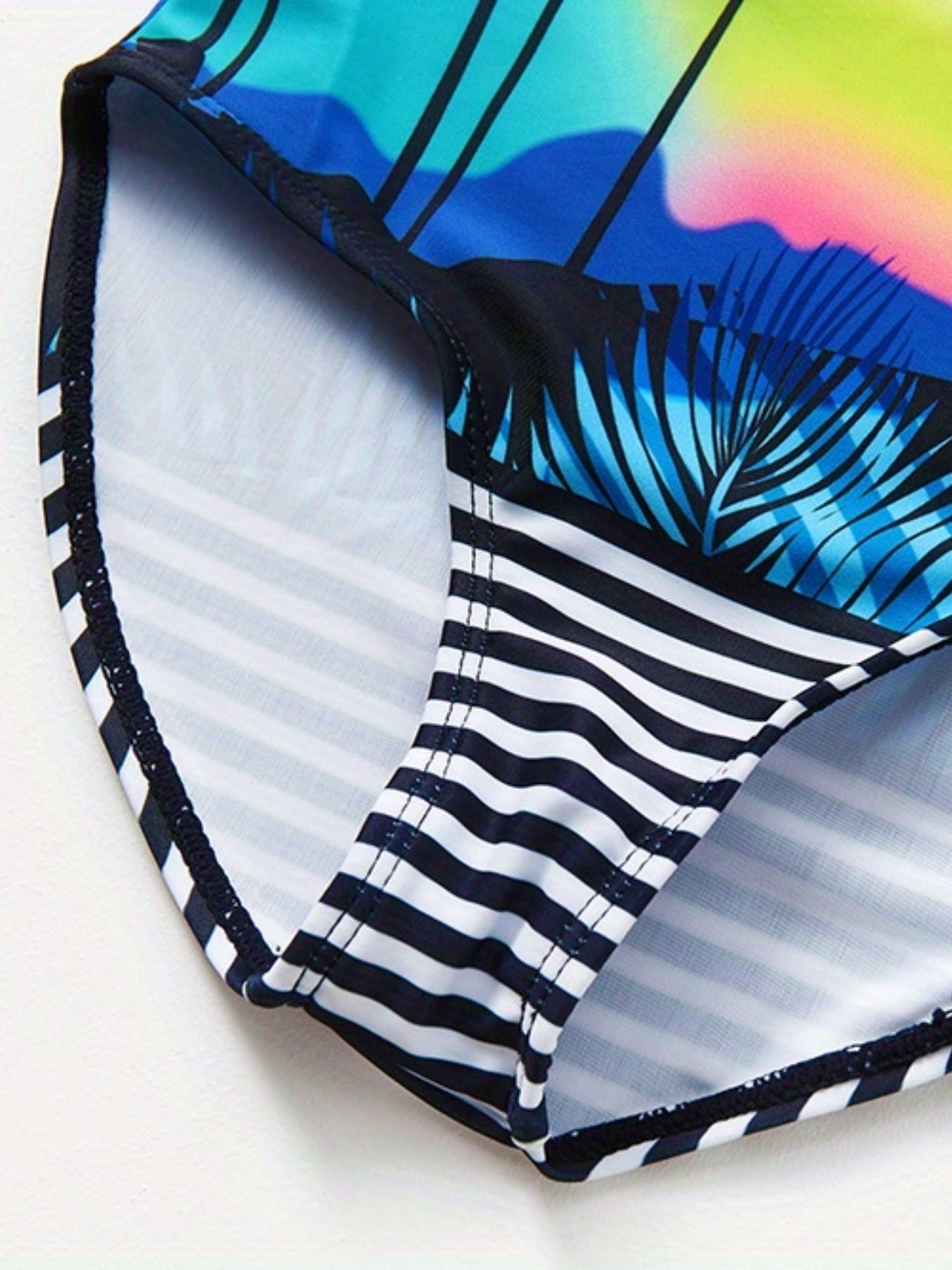 Girls Swimsuit One Piece Tankini Coconut Tree Landscape Print Quick Dry