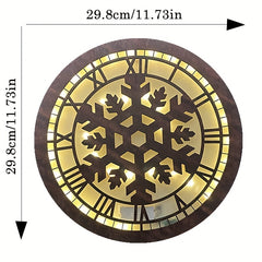 Children's Room Decoration Wall Clock LED Light Retro Wooden Sign
