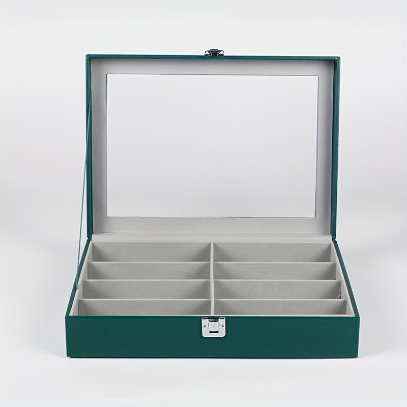 8 Grid PU Leather Sunglasses Storage Box