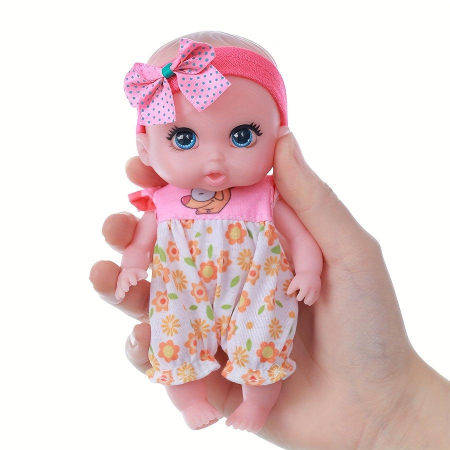 6 Inch Mini Reborn Dolls Soft PVC Toys Realistic Features Mixed Colors