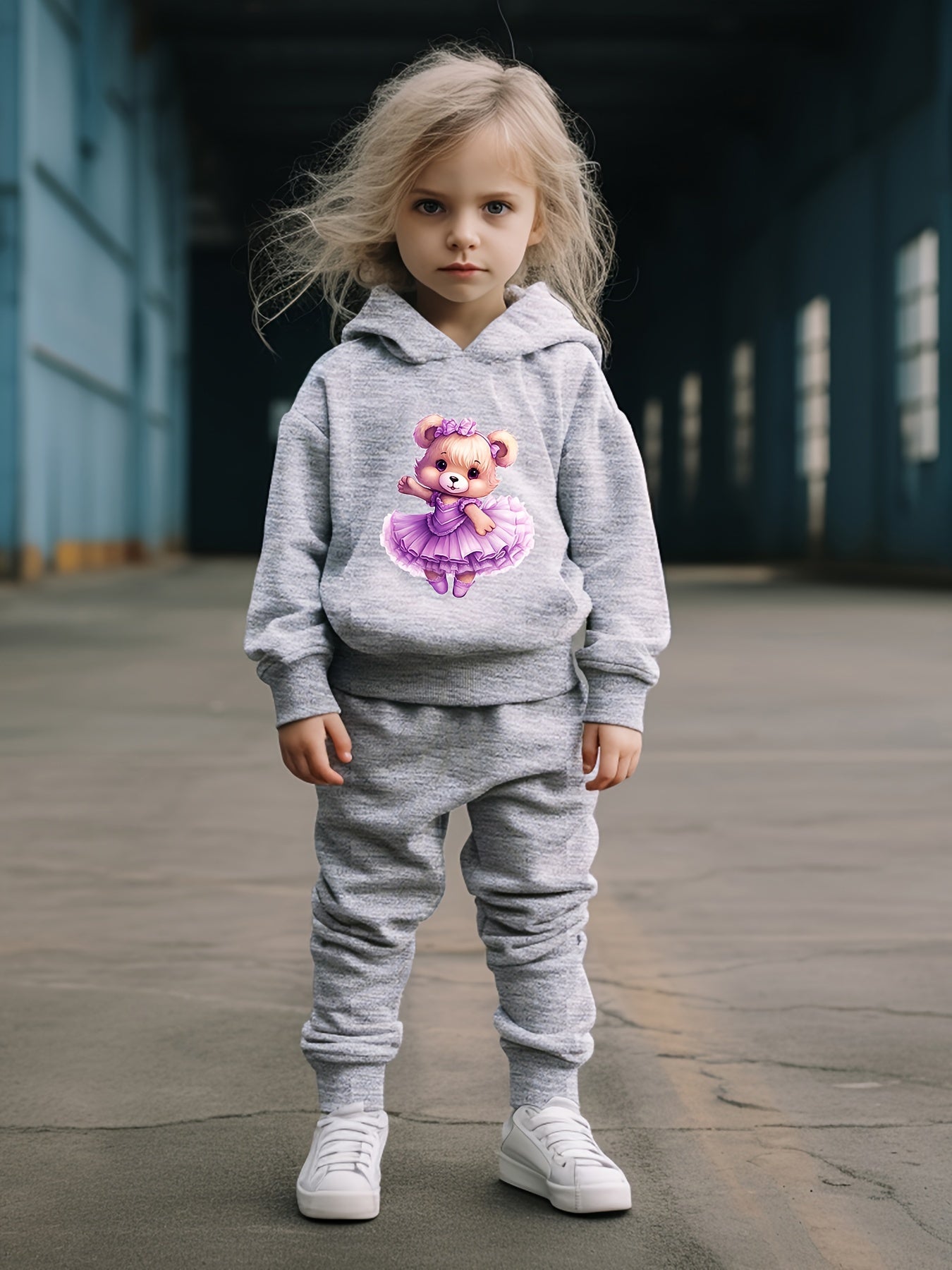 OERYUI Bear Dancer Print Hoodies Pants Set - Spring Fall Sports Gift
