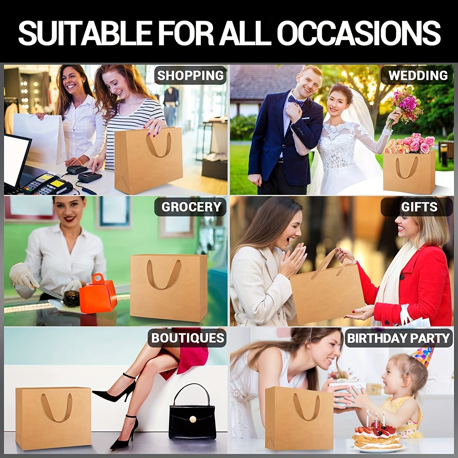 10 Brown Sturdy Shopping Bags Bulk Retail Boutique Wedding Favor