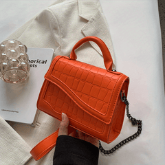 Asymmetrical Crossbody Bag PU Leather Metal Chain Mini Handbag