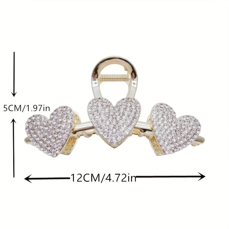 Gold Heart Rhinestone Hair Clips Strong Hold Great For Thick Thin Curly Hair