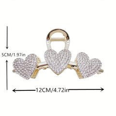 Gold Heart Rhinestone Hair Clips Strong Hold Great For Thick Thin Curly Hair