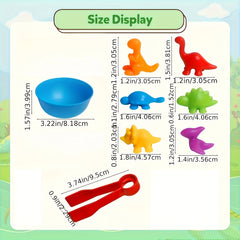 Dino Sensory Toys Set w/ Sorting Bowls & Matching Game for Toddlers