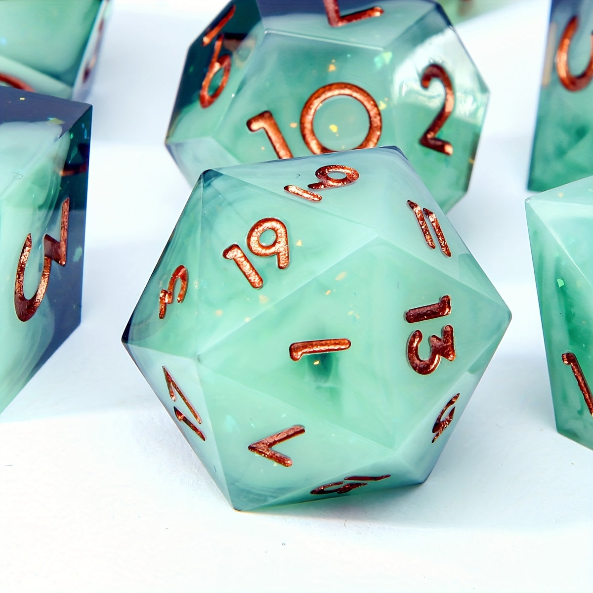 7pcs Crystal Clear Resin Dice Set Polyhedral Dice for Board Games