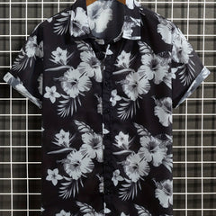 Men's Flower Print Casual Shirt Short Sleeve