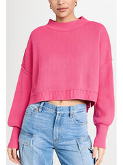  Solid Long Sleeve Crew Neck Sweater