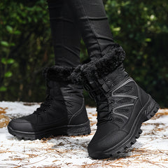 Faux Fur Lined Thermal Thick Sole Winter Boots Weather Resistance Snow Boots