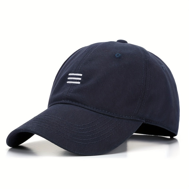 Three Stripe Embroidery Baseball Cap Solid Cotton Sun Hat Casual Dad Hats
