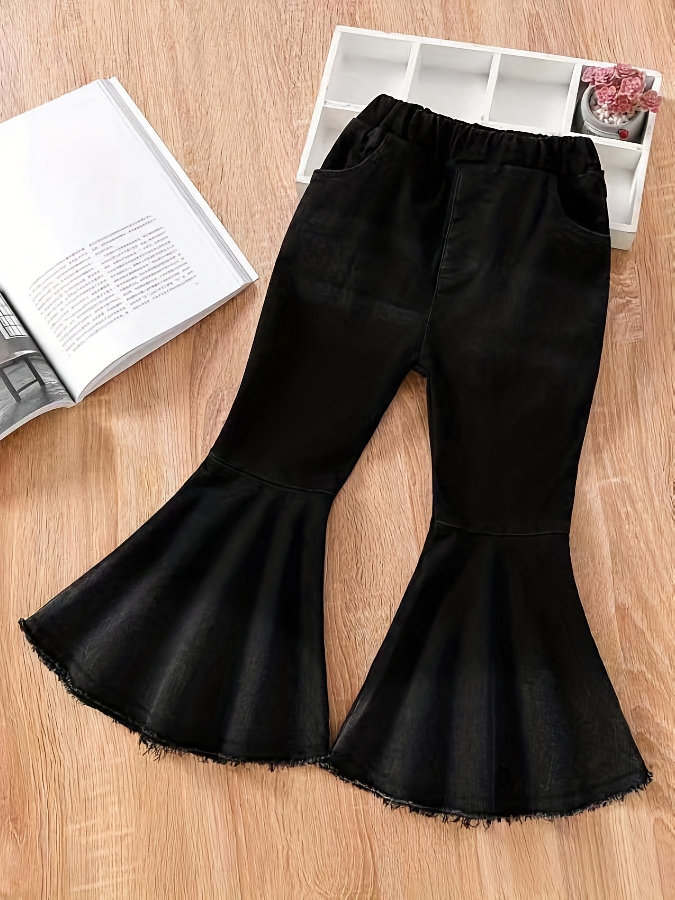 Raw Edge Flared Jeans Girls Clothes