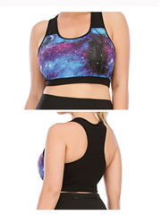  Galaxy Print Sports Bra Women's Plus Medium Stretch
