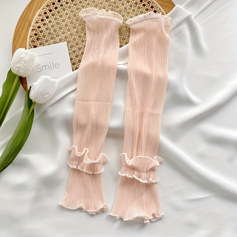 Lace Ruffles Long Gloves Sunscreen UV Protection Sleeves