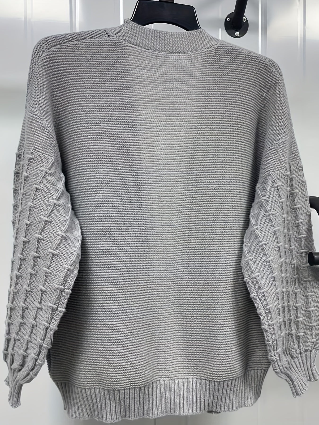  Solid Lantern Sleeve Open Front Cardigan
