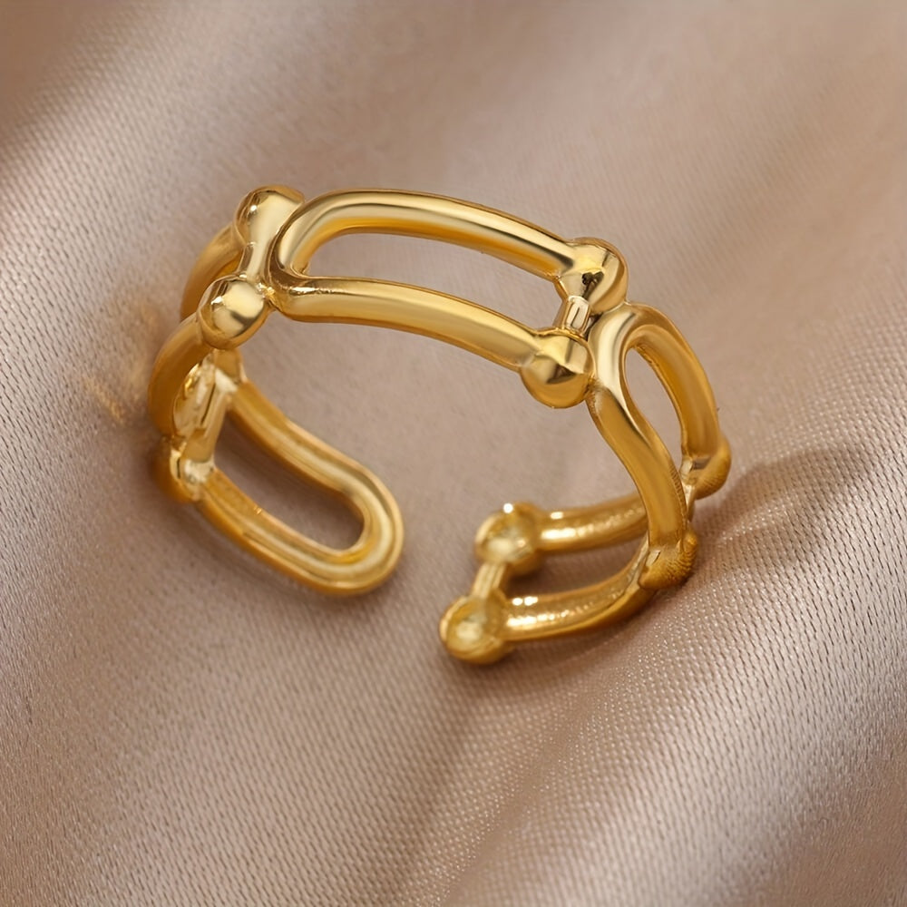 Normcore U To U Golden Cuff Ring 18k Plated Stainless Steel