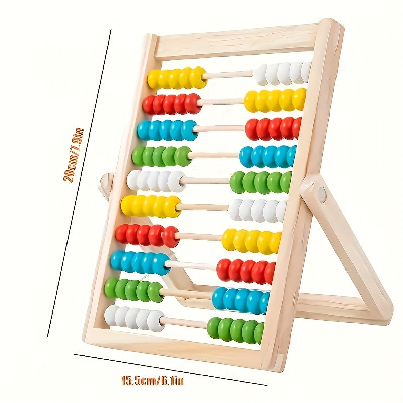Wooden Math Learning Toy Colorful Bead Puzzle Educational Gift