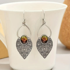 Boho Style Men's Earrings Geometric Triangle Moonstone Earrings