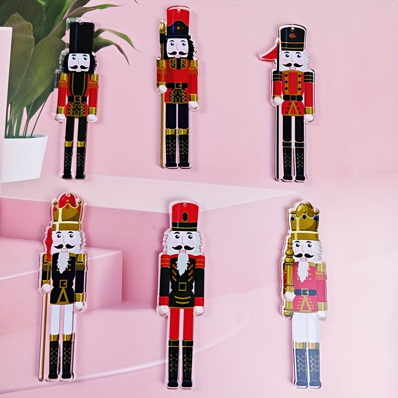 6pcs Acrylic Nutcracker Christmas Decoration Small Pendant Gift Bag Hanging