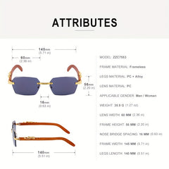 Men's Rimless Leopard Driving Sunglasses UV Protection