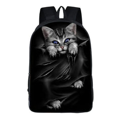 16in Punk Gothic Cat Head Student Backpack Girls Boys Teen Bagpack