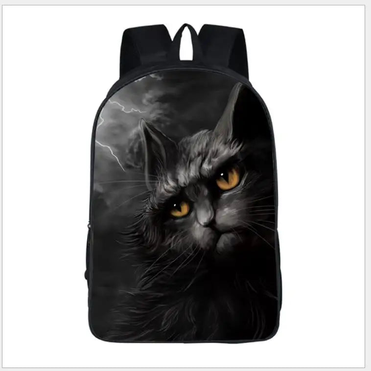 16in Punk Gothic Cat Head Student Backpack Girls Boys Teen Bagpack