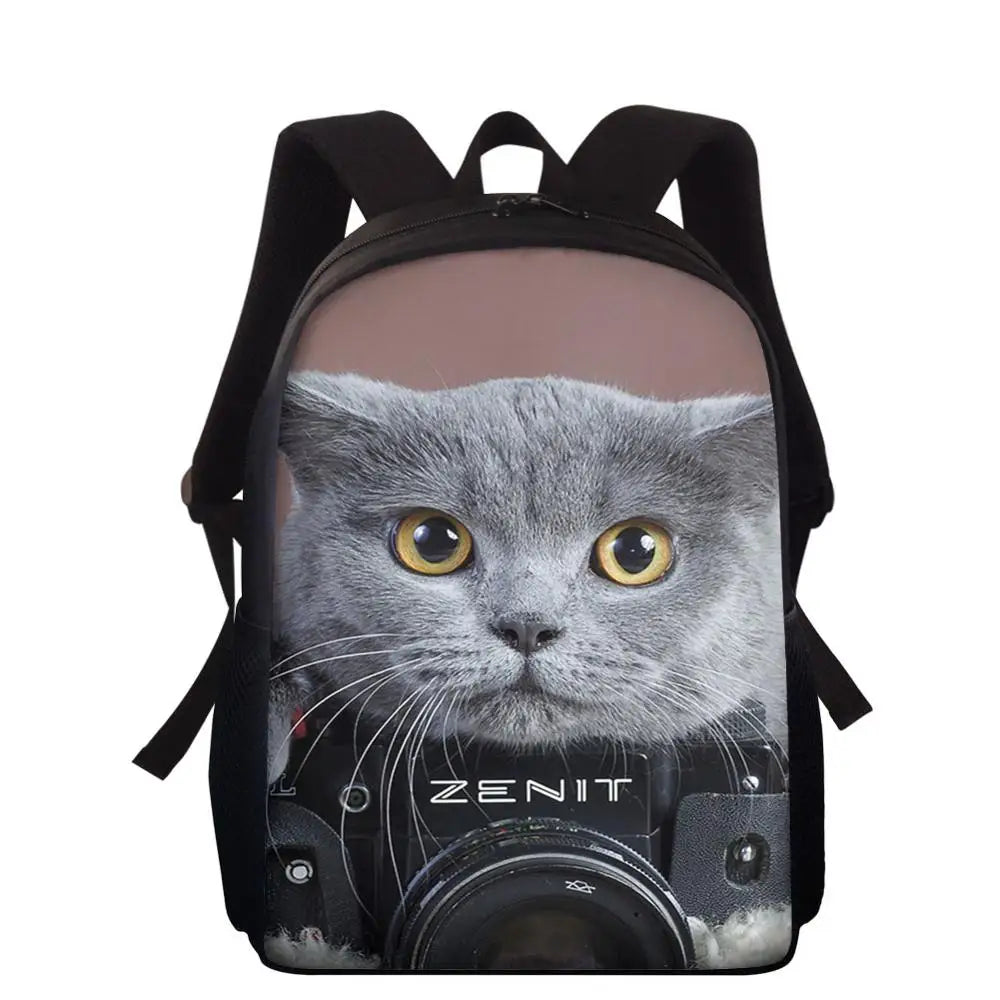 16in Girls Cat 3D School Bagpack