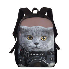 16in Girls Cat 3D School Bagpack