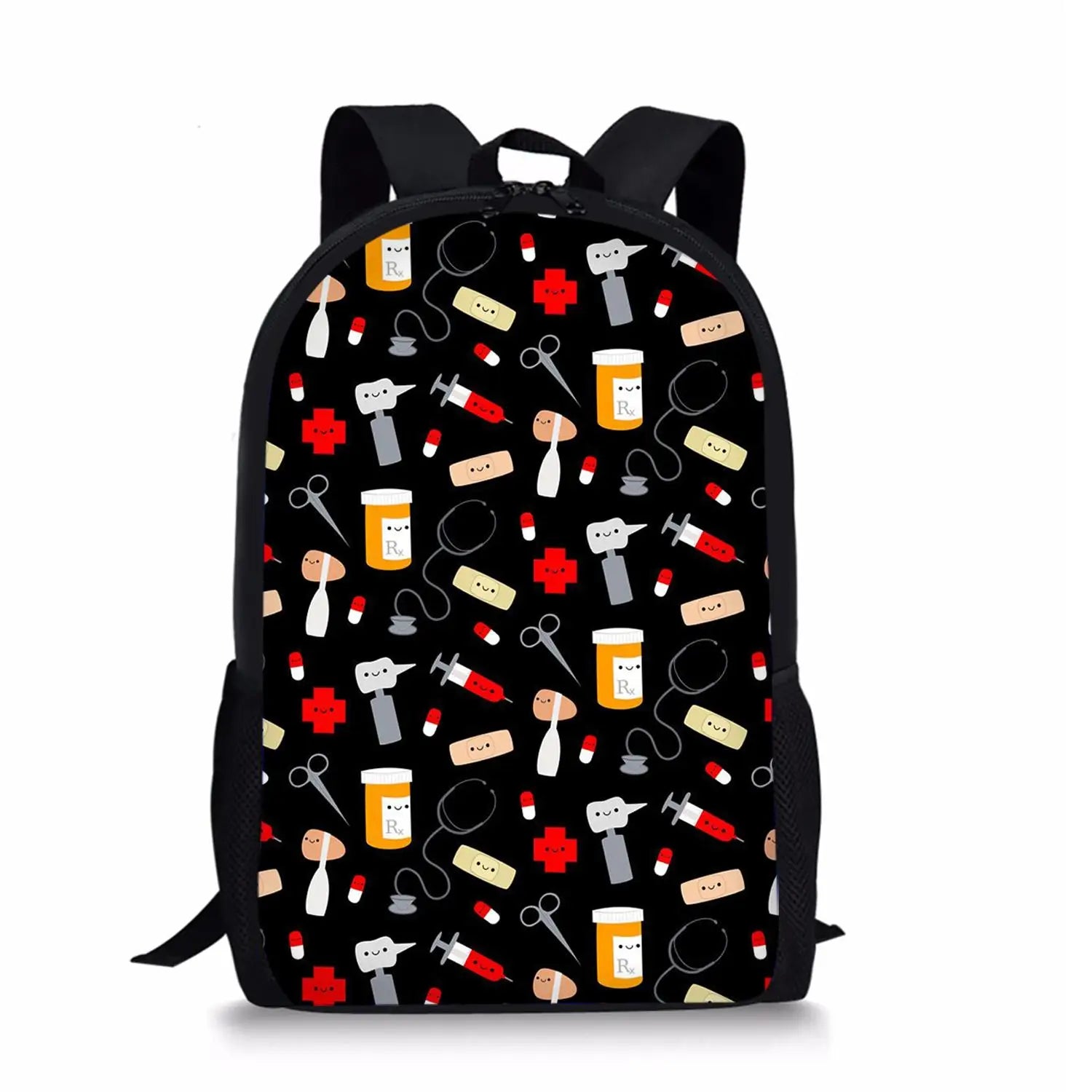 17 Inch Nurse Pattern Women School Backpack for Teen Girls Book Bag Rucksack