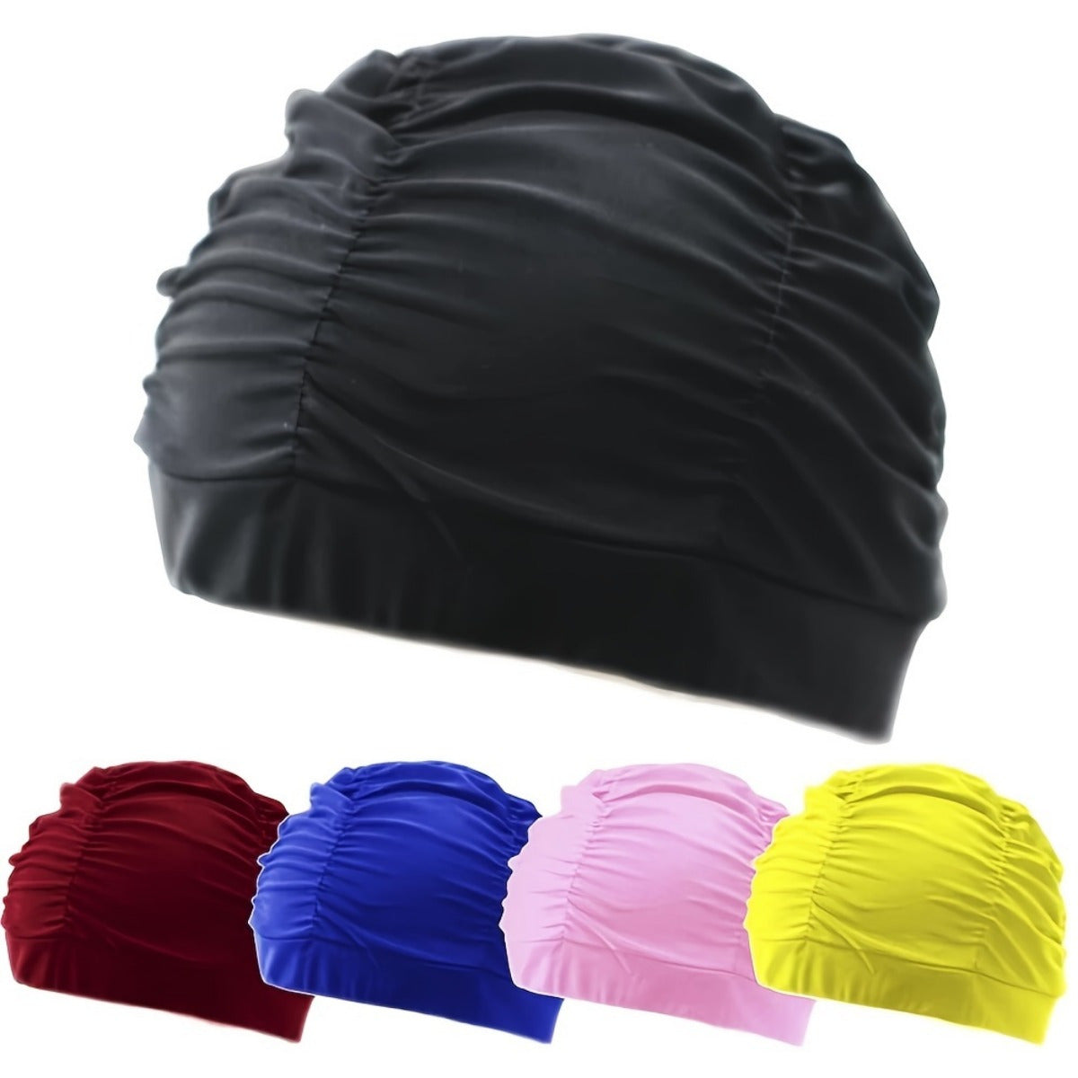 High Elastic Flower Print Swim Cap for Men & Women
