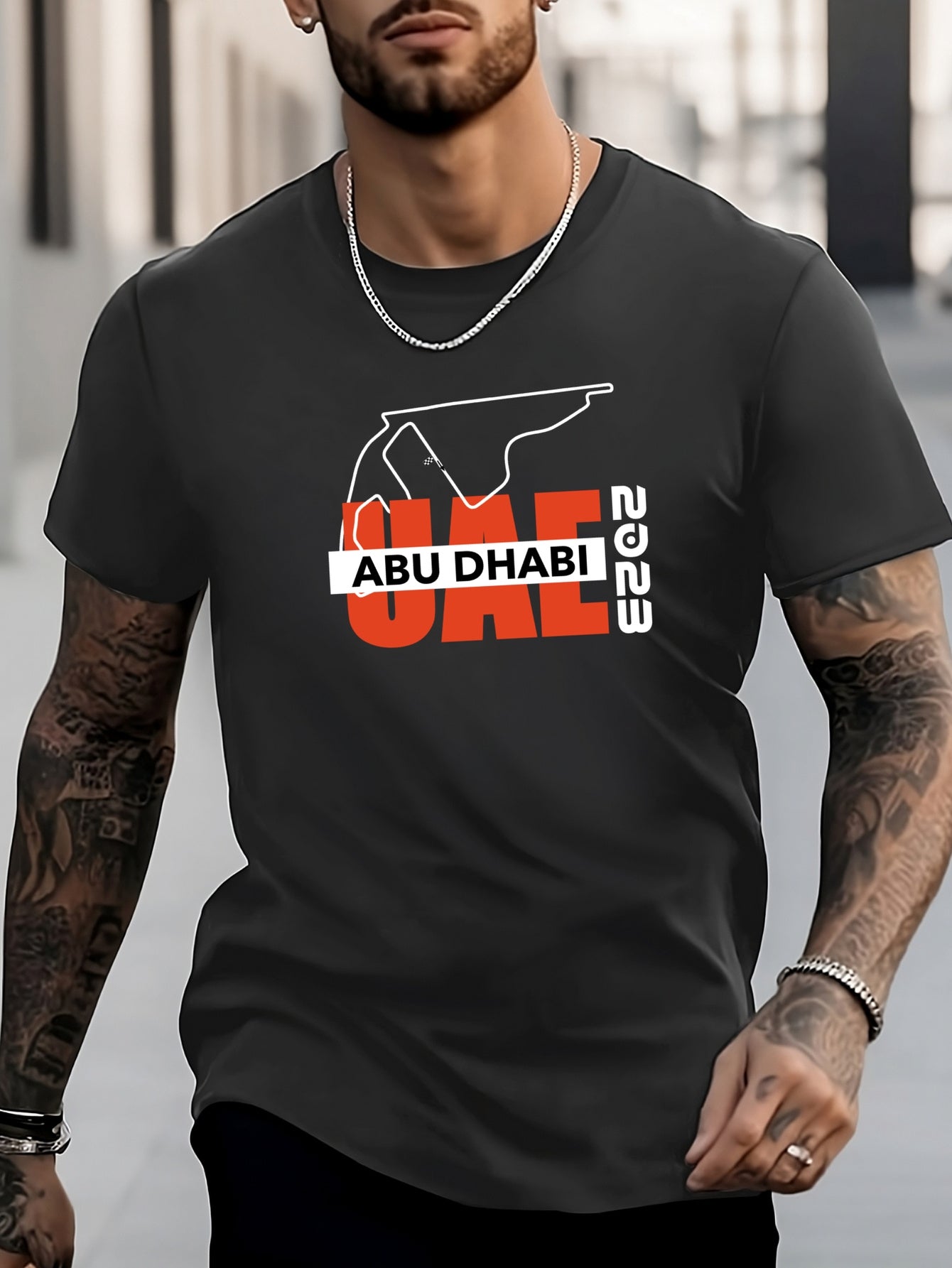 Letter Pattern Print Men's Graphic Crew Neck Active T-shirt