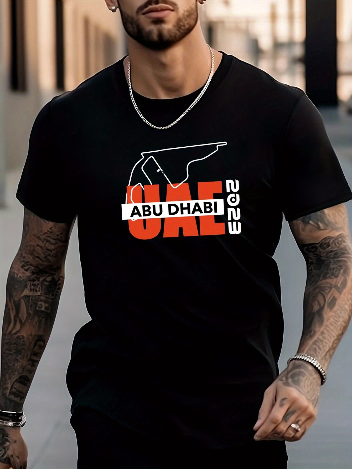 Letter Pattern Print Men's Graphic Crew Neck Active T-shirt