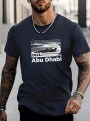 Abu Dhabi And Car Print Men's T shirt For Summer Outdoor