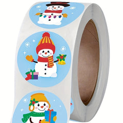 500pcs Christmas Snowman Stickers Roll Gift