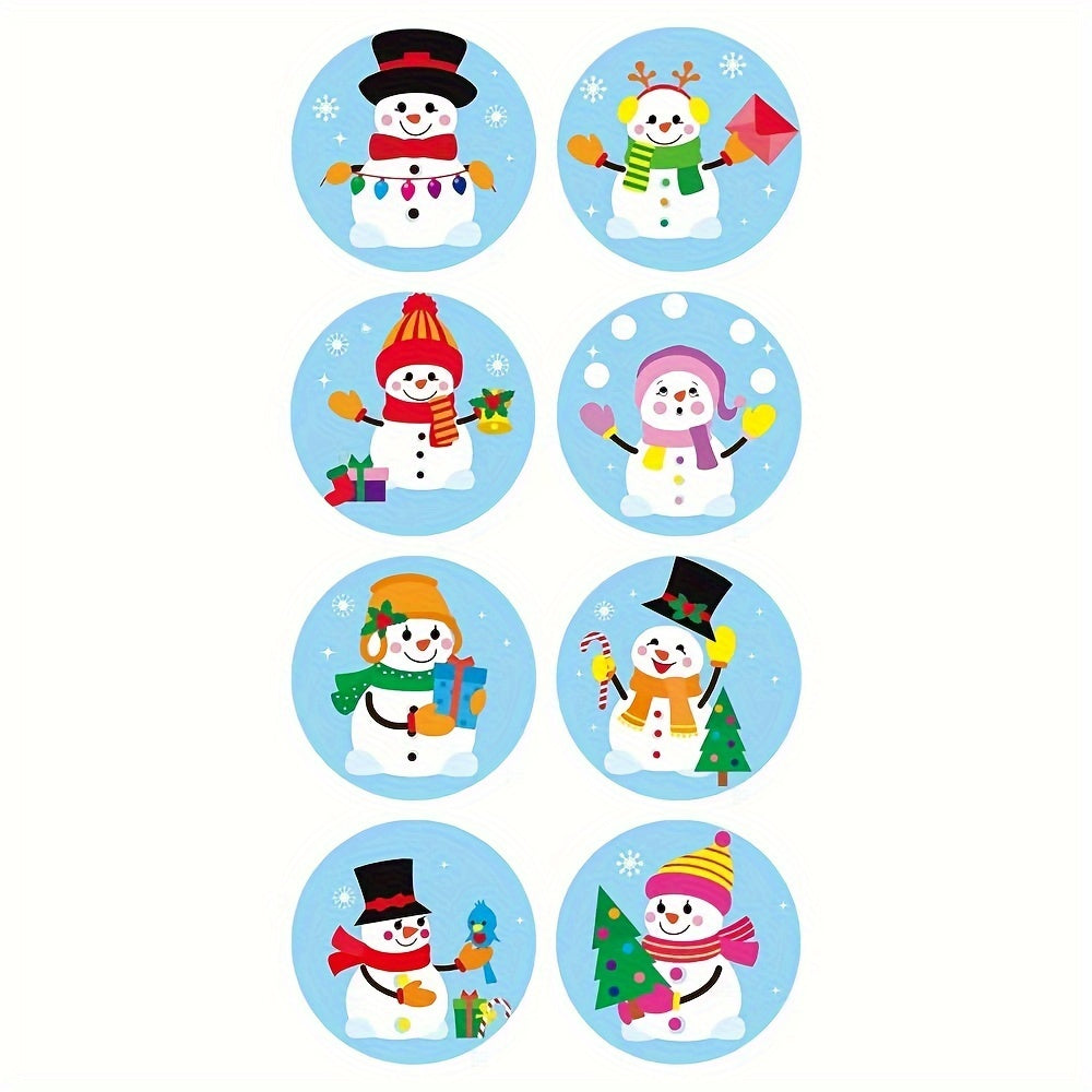 500pcs Christmas Snowman Stickers Roll Gift