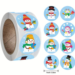 500pcs Christmas Snowman Stickers Roll Gift