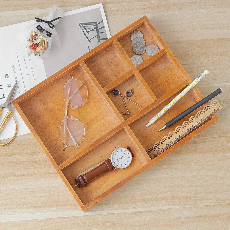 Retro Wooden Storage Box Daily Desktop & Cosmetics Storage