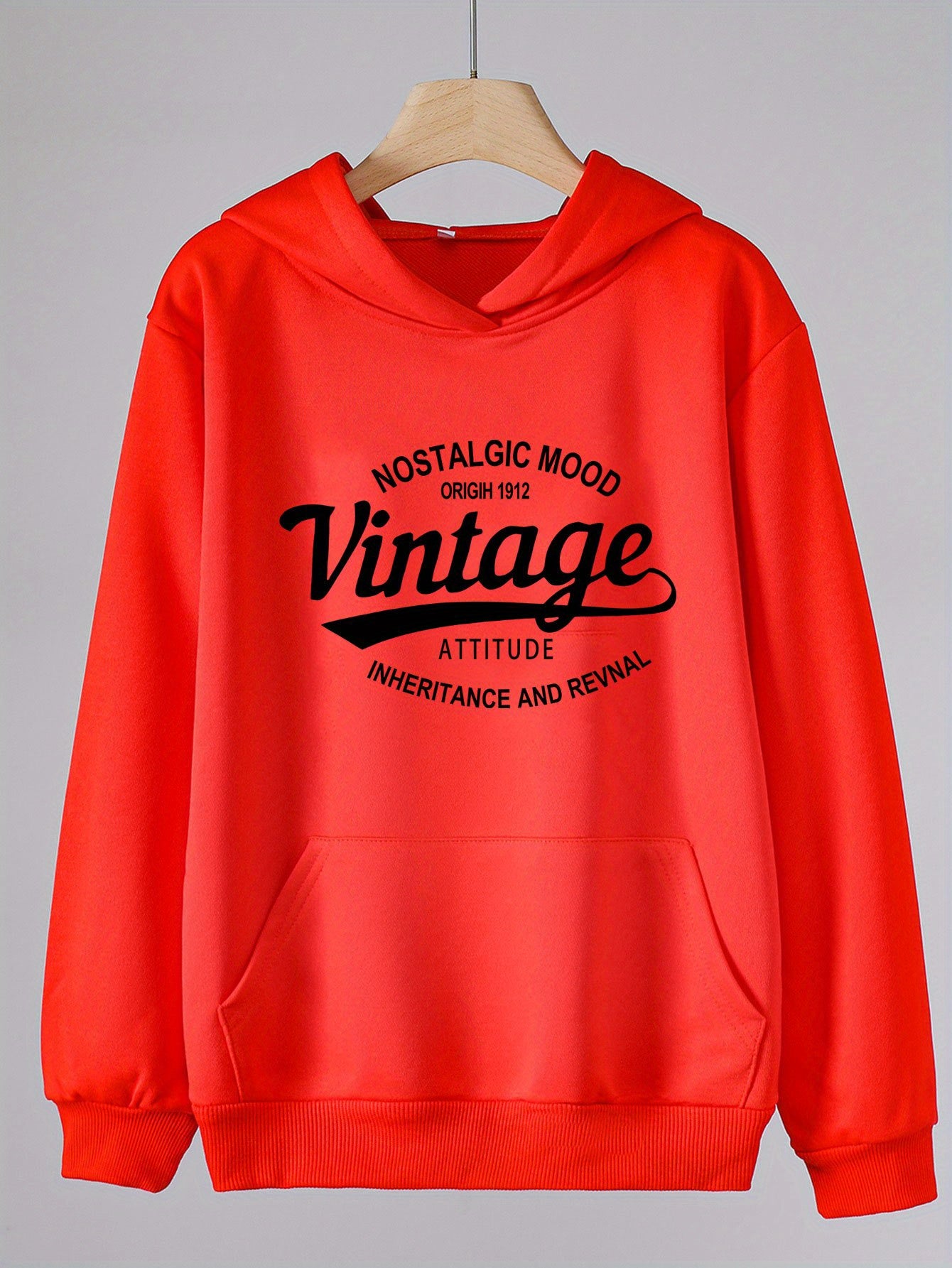 Girls Vintage Print Hoodies Comfy Pullover Tops with Pocket