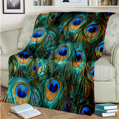 Peacock Feathers Pattern Flannel Blanket Cozy Soft Blanket For Travelling