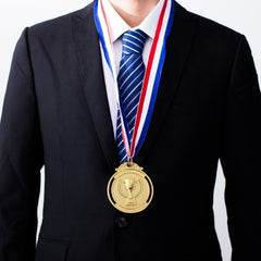 3 Zinc Alloy Award Medals with Neck Ribbons, Sports Games Competition