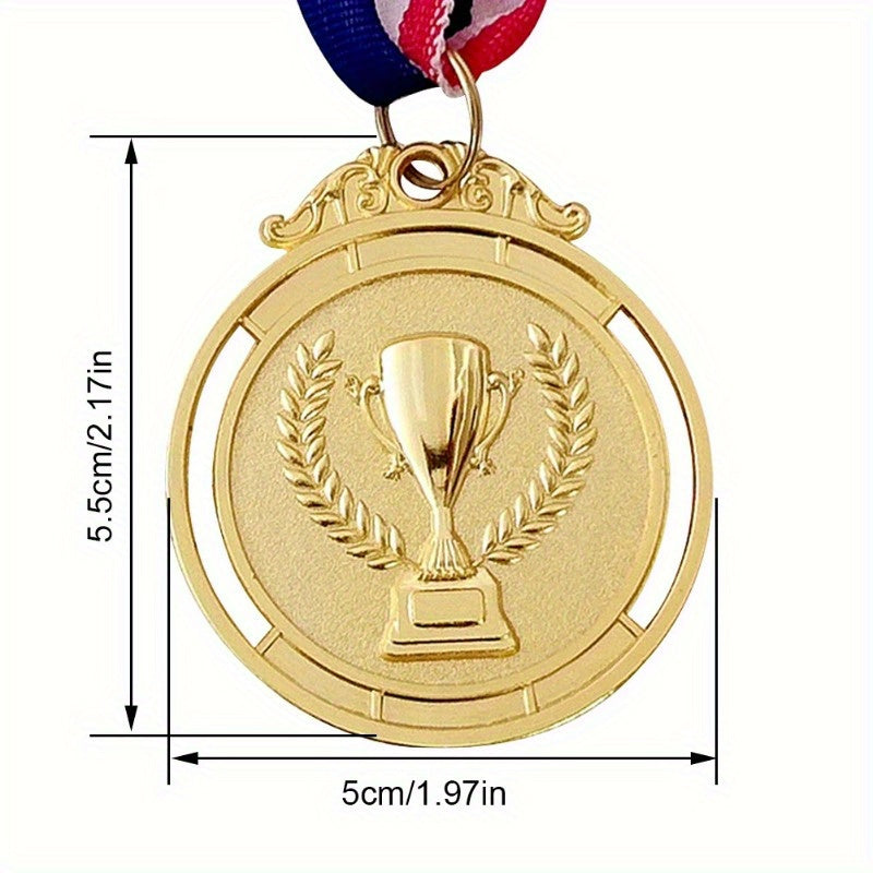 3 Zinc Alloy Award Medals with Neck Ribbons, Sports Games Competition